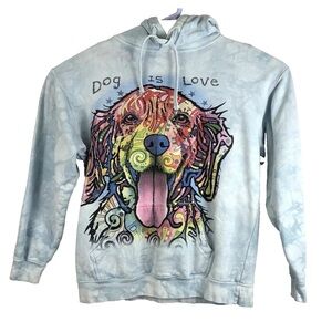 The Mountain Hoodie Unisex Sz M Dog Is Love Tie-Dye DeanRusso 2015 Blue Pullover
